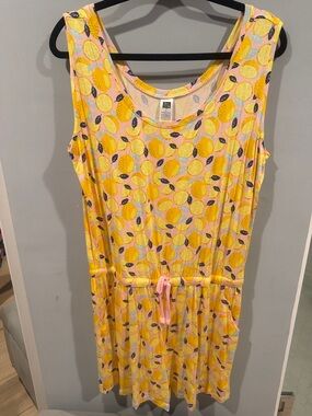 Sleeveless Lemon Print Romper Dress - Yellow